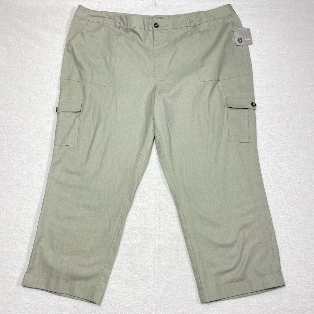Falls Creek Cargo Pants Women Plus 24 Sage Gray Crop Stretch Casual Workwear NWT